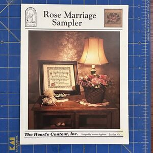 The Heart’s Content Rose Marriage Sampler Cross Stitch Pattern Leaflet